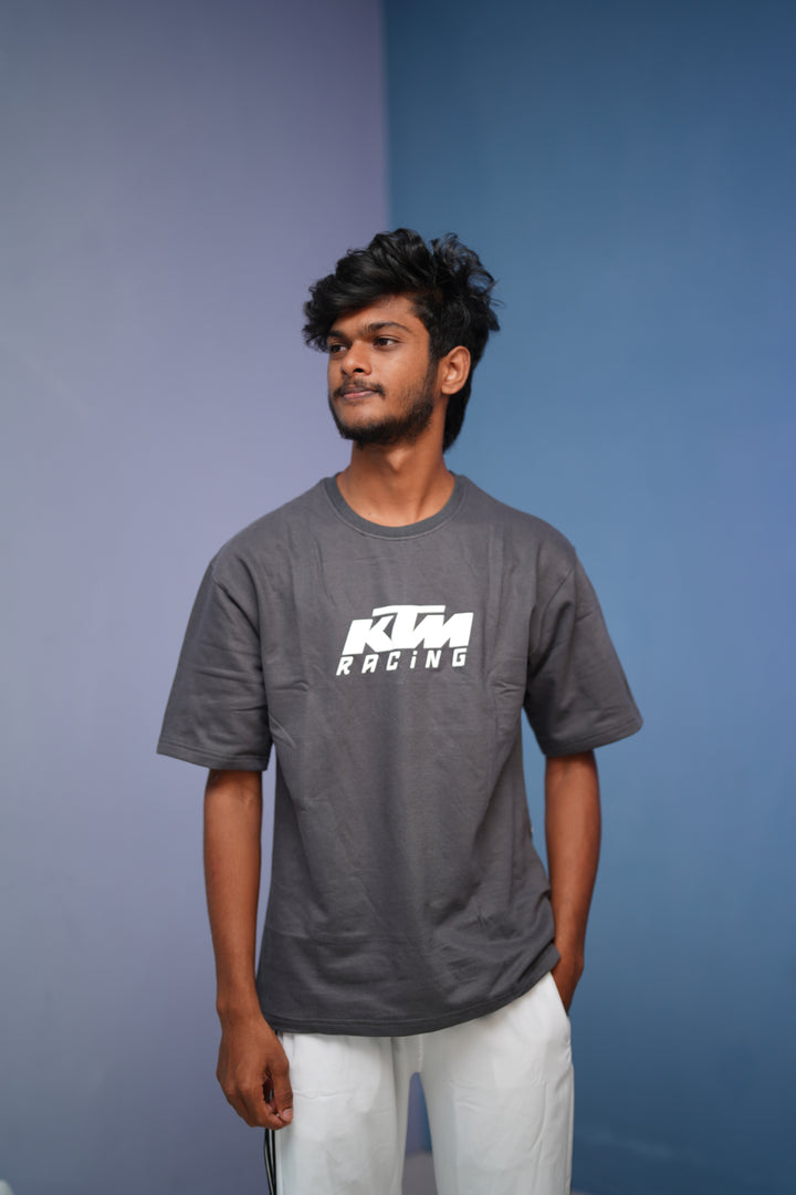 Mens Five Sleeve Round Neck KTM RACING Printed T ShirtDark Grey mens trending streetwear India 7Man