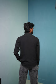 Attractive Full Sleeeve CRUSH LINEN Plain Shirt - Black