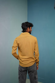 Attractive Full Sleeeve CRUSH LINEN Plain Shirt - Mustard Yellow