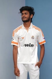 Short Sleeve BWIN Jersey and Baggy Pant Co-ord Set for Men - White with Yellow Stripes