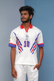 Short Sleeve ZIDANE Jersey and Baggy Pant Co-ord Set for Men - White With Violet