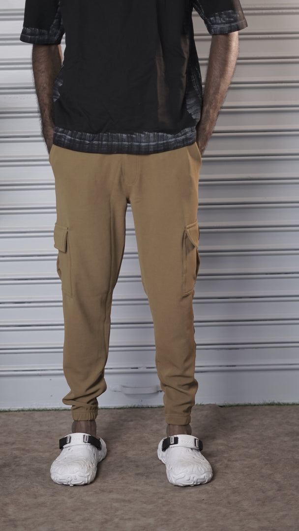 Regular Fit Mens Ottaman Cargo Track Pant - kakhi