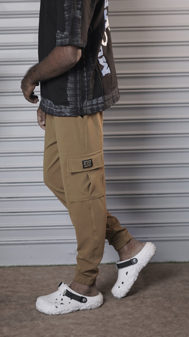 Regular Fit Mens Ottaman Cargo Track Pant - kakhi
