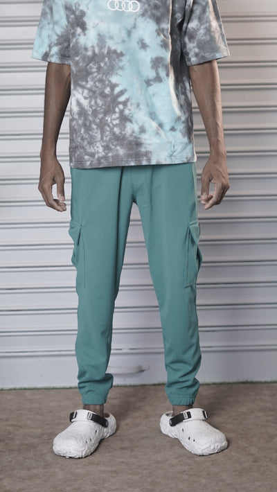 Regular Fit Men's Ottoman Cargo Track Pant - ollive green