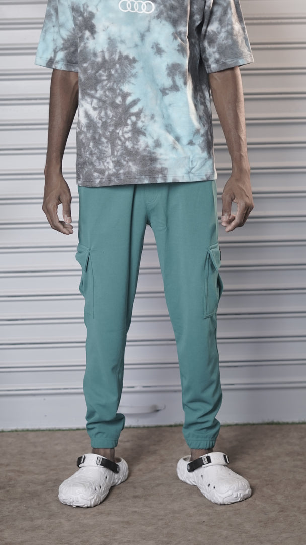 Regular Fit Men's Ottoman Cargo Track Pant - ollive green