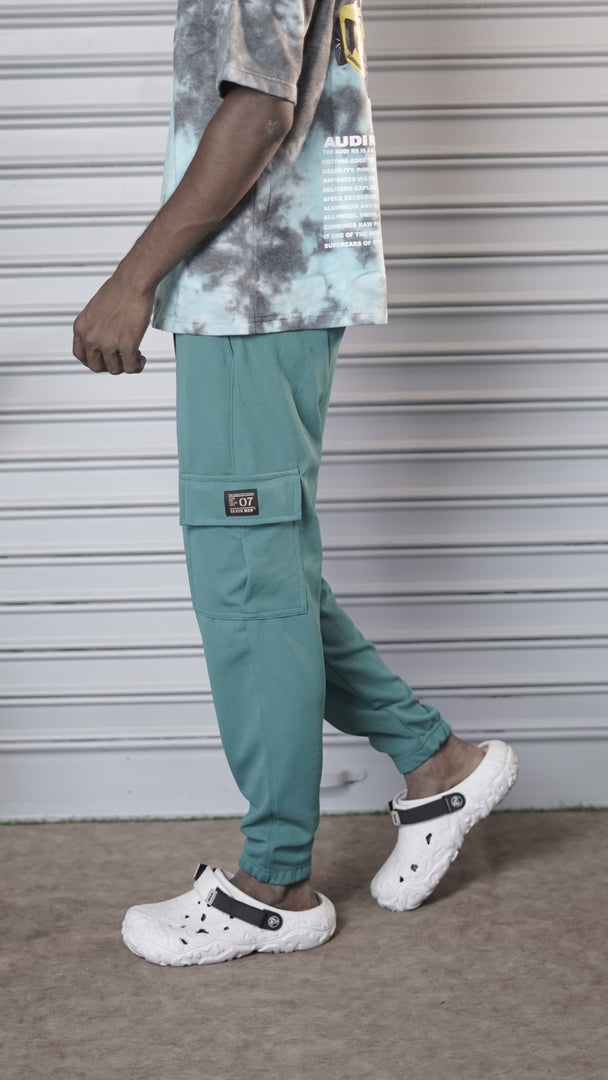 Regular Fit Men's Ottoman Cargo Track Pant - ollive green