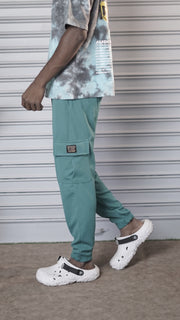 Regular Fit Men's Ottoman Cargo Track Pant - ollive green