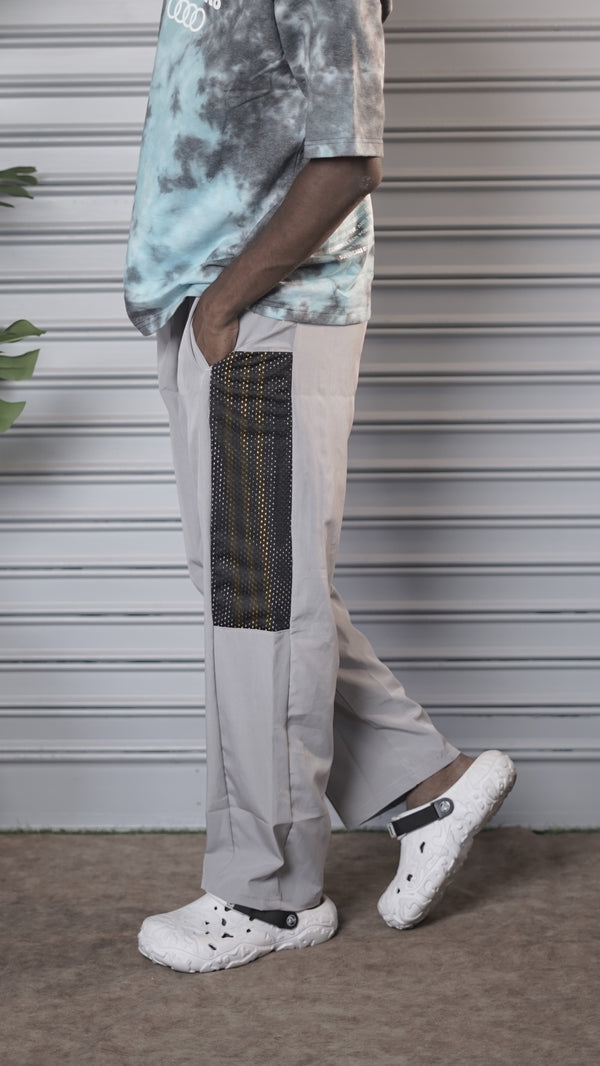 Men's Mesh Baggy Panel Relaxed Fit Streetwear Pants - Ash