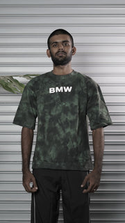 Men's Oversized Tie-Dye BMW Graphic T-Shirt - Bottle Green
