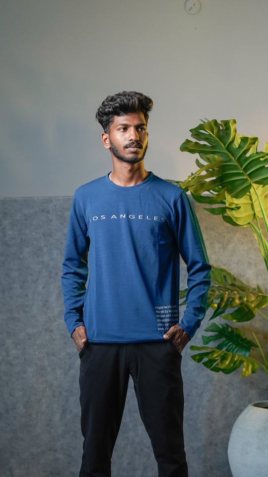 Men's Relaxed Fit Los Angeles Full Sleeve T-Shirt - Royal Blue – 7MAN Men's Fashion India