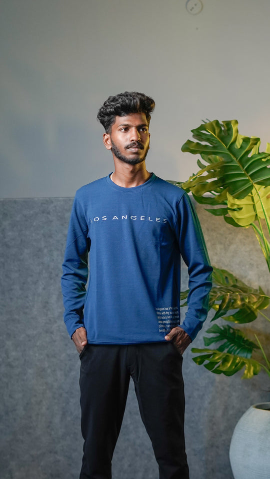 Men's Relaxed Fit Los Angeles Full Sleeve T-Shirt - Royal Blue – alternate view – 7MAN India