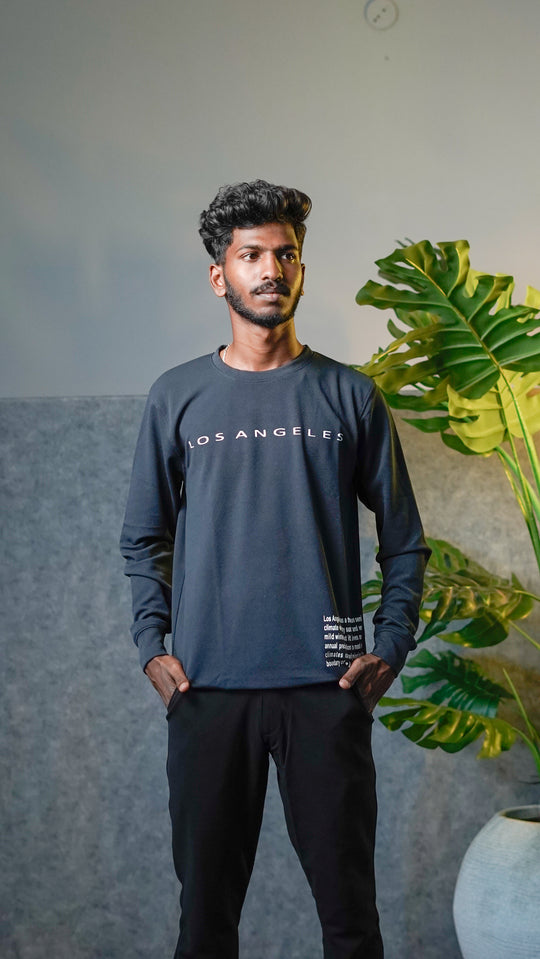 Men's Relaxed Fit Los Angeles Full Sleeve T-Shirt - Grey – alternate view – 7MAN India