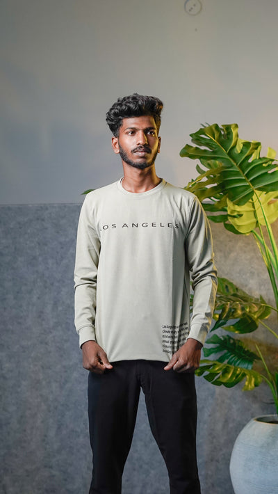 Men's Relaxed Fit Los Angeles Full Sleeve T-Shirt - Ash