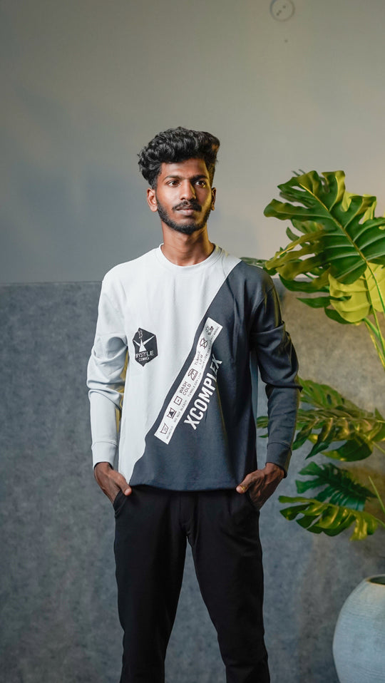 Men's Xcomplex Casual Crew Neck Colorblock T-Shirt - White & Grey – 7MAN Men's Fashion India