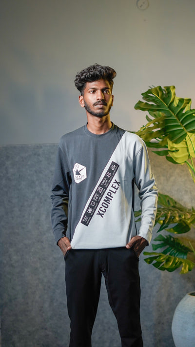 Men's Xcomplex Casual Crew Neck Colorblock T-Shirt - Grey & Ash