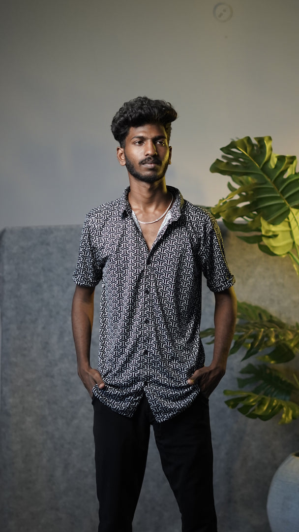 Men's Premium Half Sleeve Casual Printed Lycra Shirt - 6