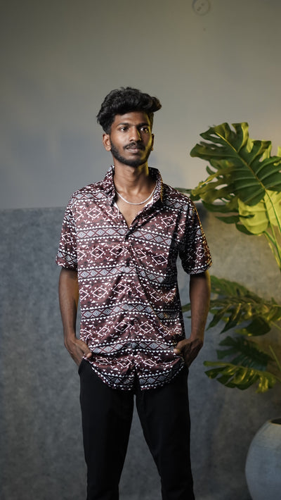 Men's Premium Half Sleeve Casual Printed Lycra Shirt - 13