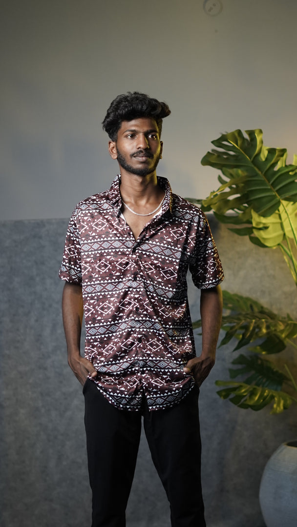 Men's Premium Half Sleeve Casual Printed Lycra Shirt - 13