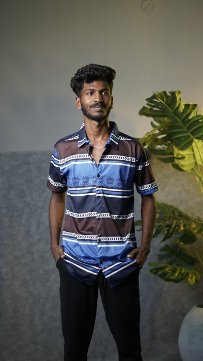 Men's Premium Half Sleeve Casual Printed Lycra Shirt - 15