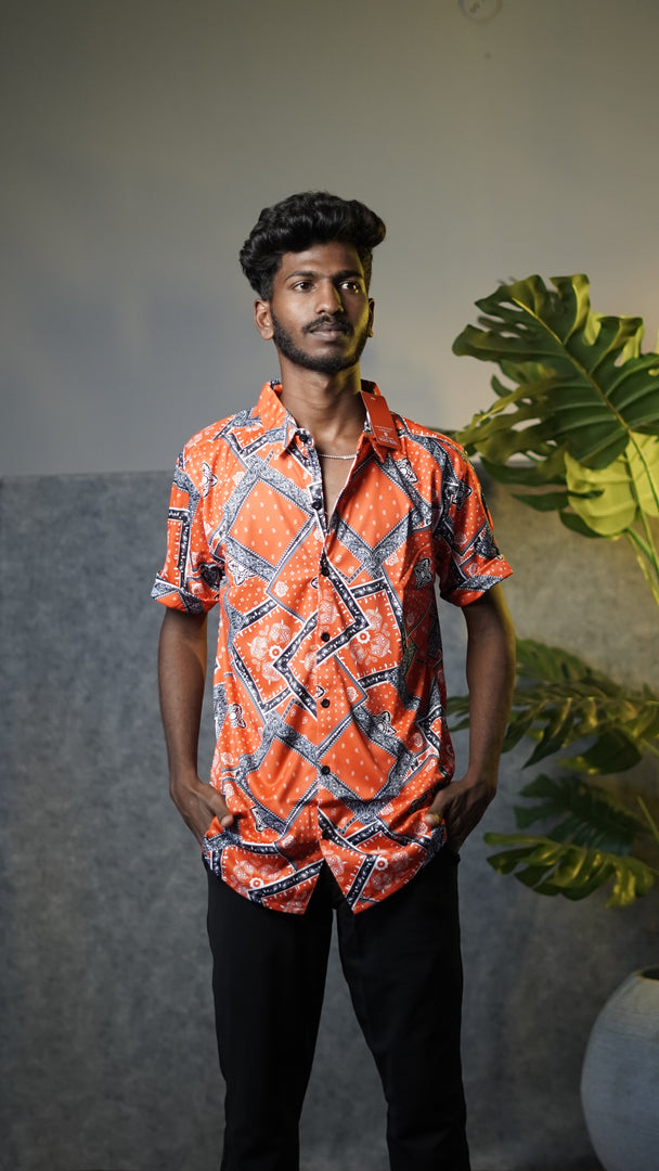 Men's Premium Half Sleeve Casual Printed Lycra Shirt - 16