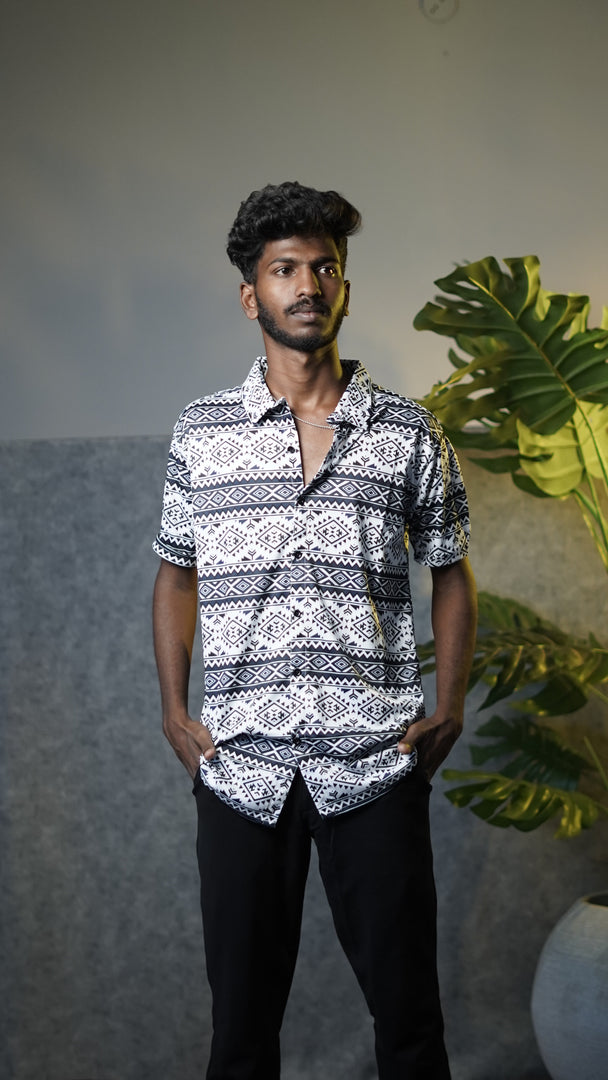Men's Premium Half Sleeve Casual Printed Lycra Shirt - 18