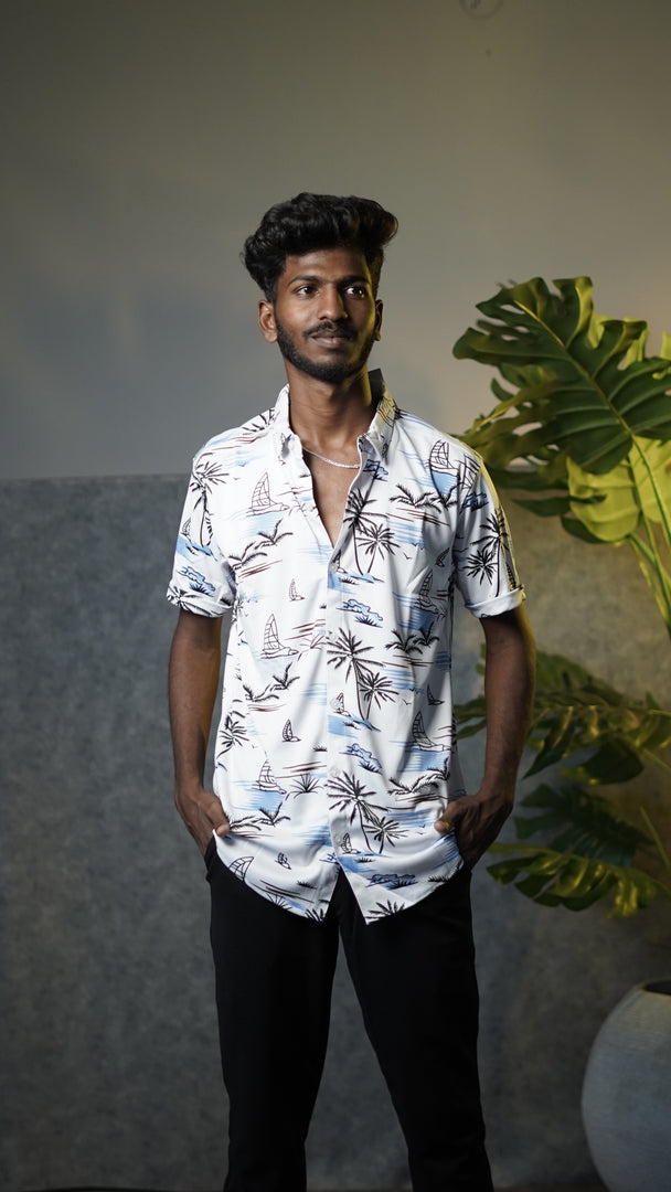 Men's Premium Half Sleeve Casual Printed Lycra Shirt - 19