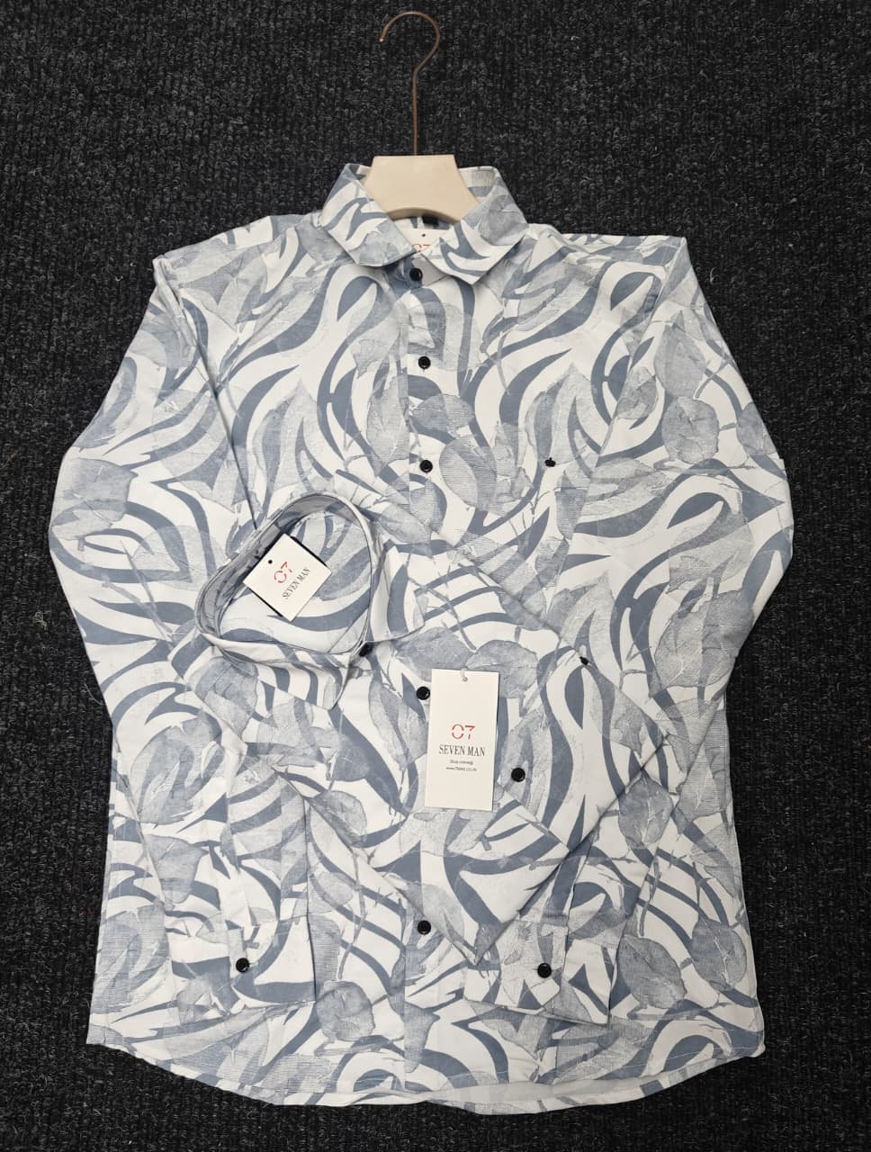 Printed Big leaf Full Sleeve Shirt for Men Comfortable & Breathable -  Denim Blue