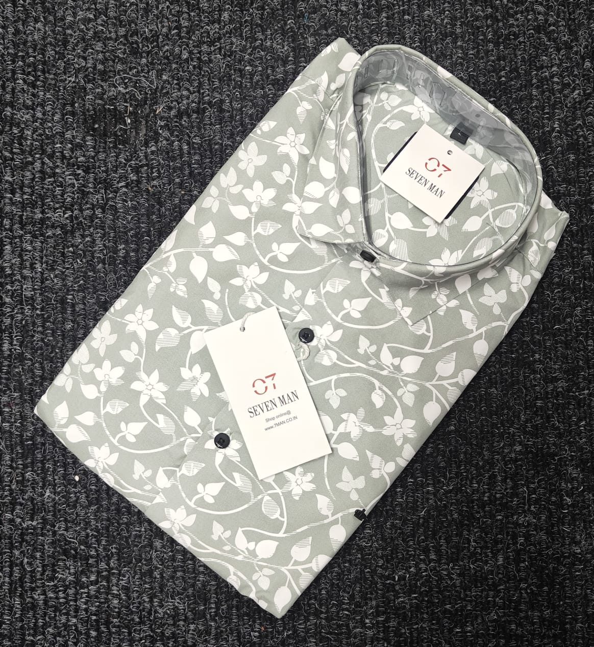 Printed Small leaf Full Sleeve Shirt for Men Comfortable & Breathable - Pistha Green