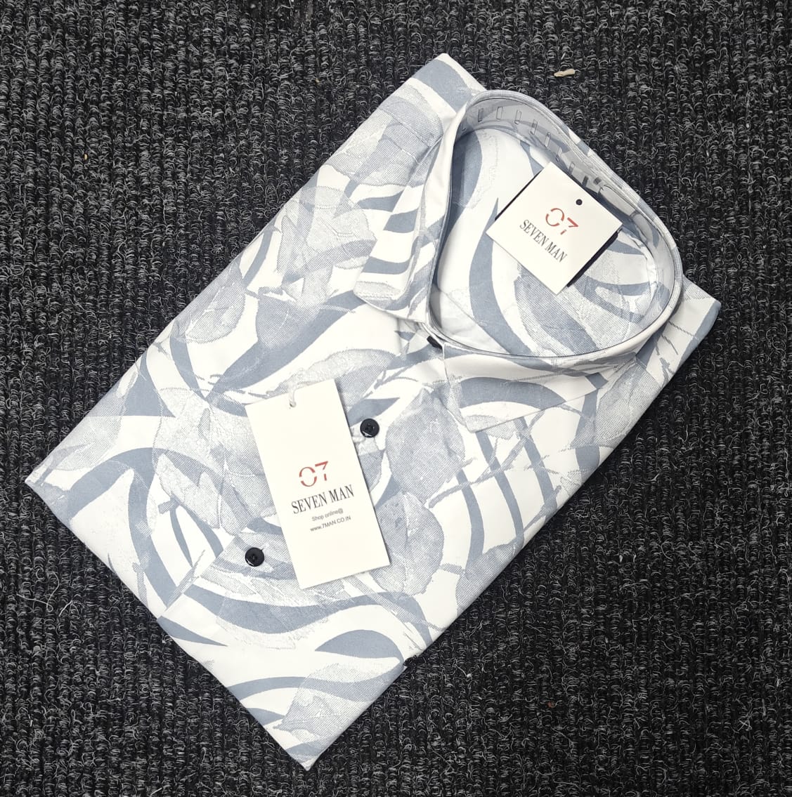 Printed Big leaf Full Sleeve Shirt for Men Comfortable & Breathable -  Denim Blue