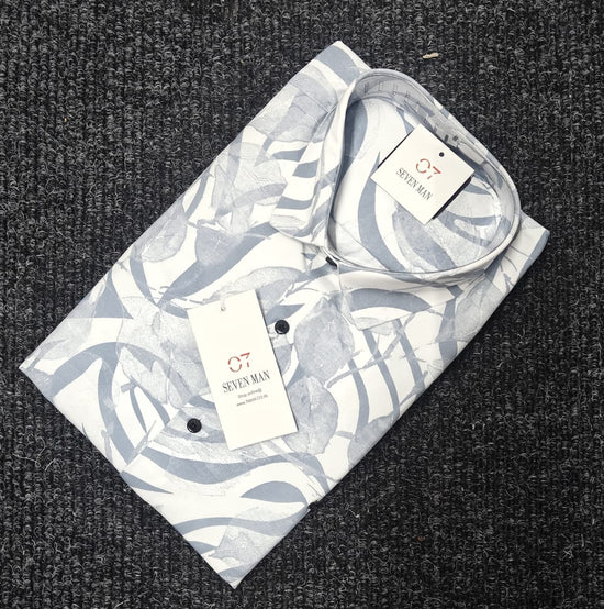 Printed Big leaf Full Sleeve Shirt for Men Comfortable & Breathable -  Denim Blue