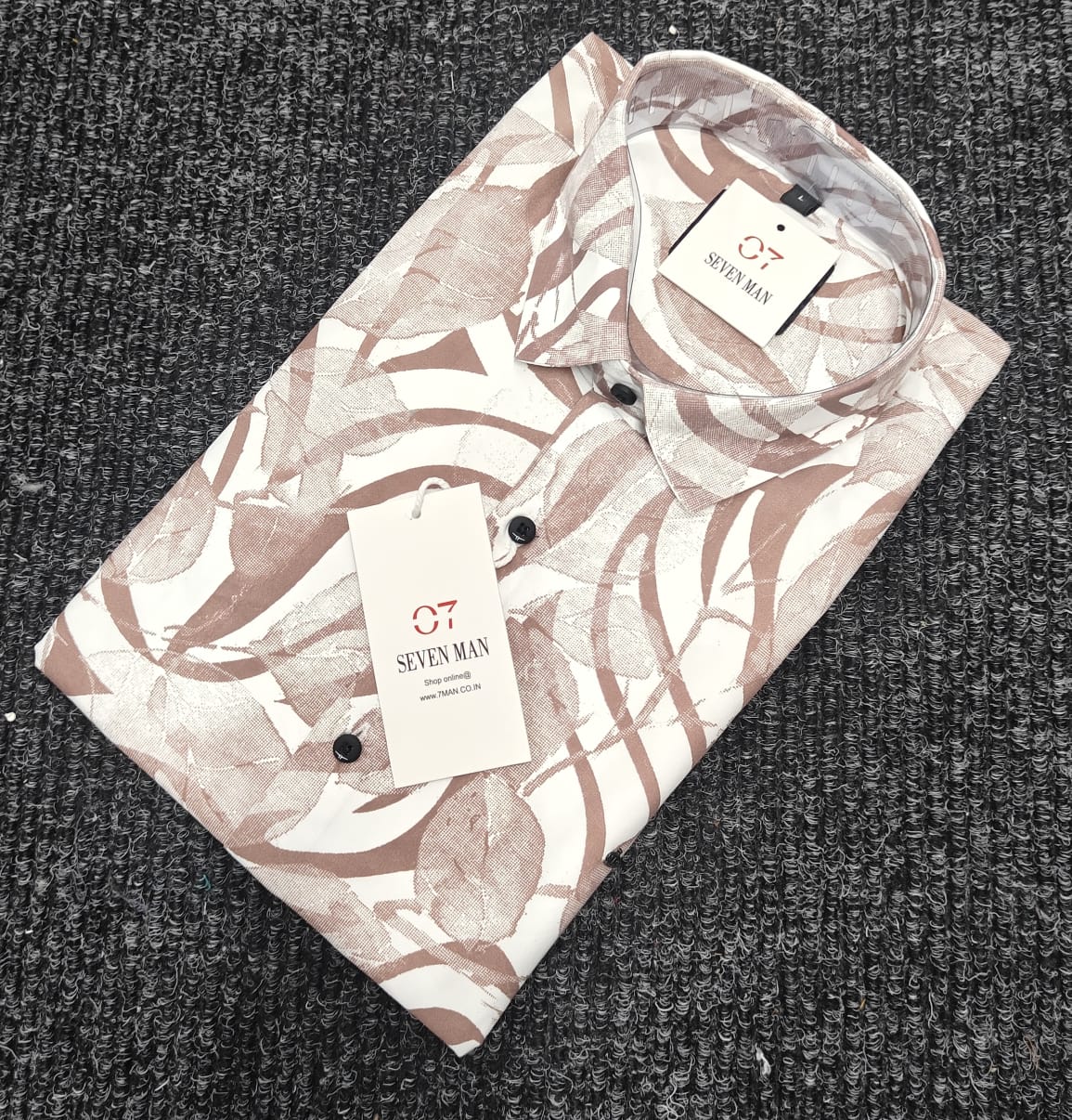 Printed Big leaf Full Sleeve Shirt for Men Comfortable & Breathable - Brown