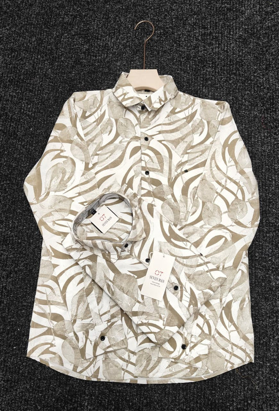Printed Big leaf Full Sleeve Shirt for Men Comfortable & Breathable - Mehandhi Green