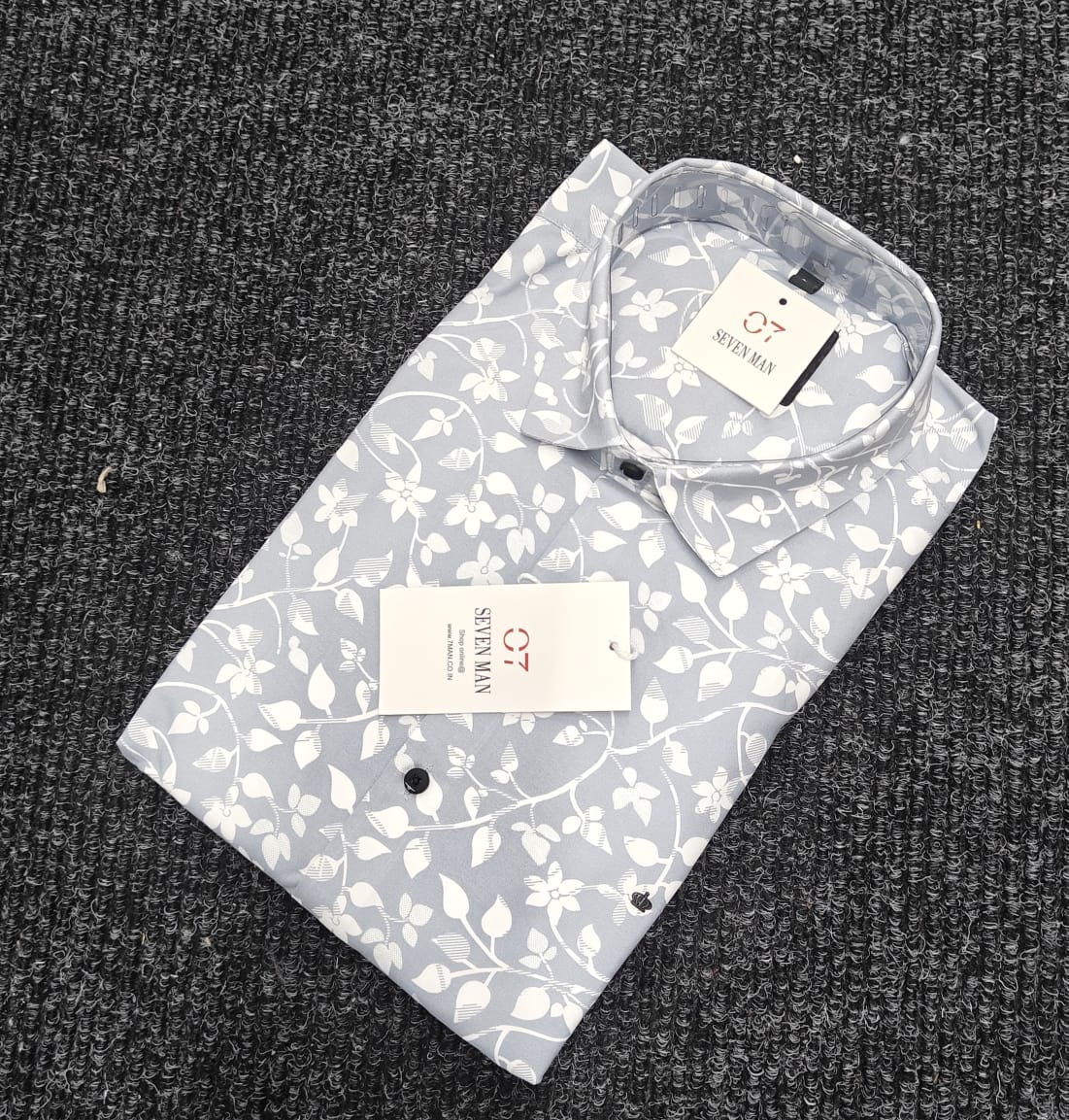 Printed Small leaf Full Sleeve Shirt for Men Comfortable & Breathable -Denim Blue