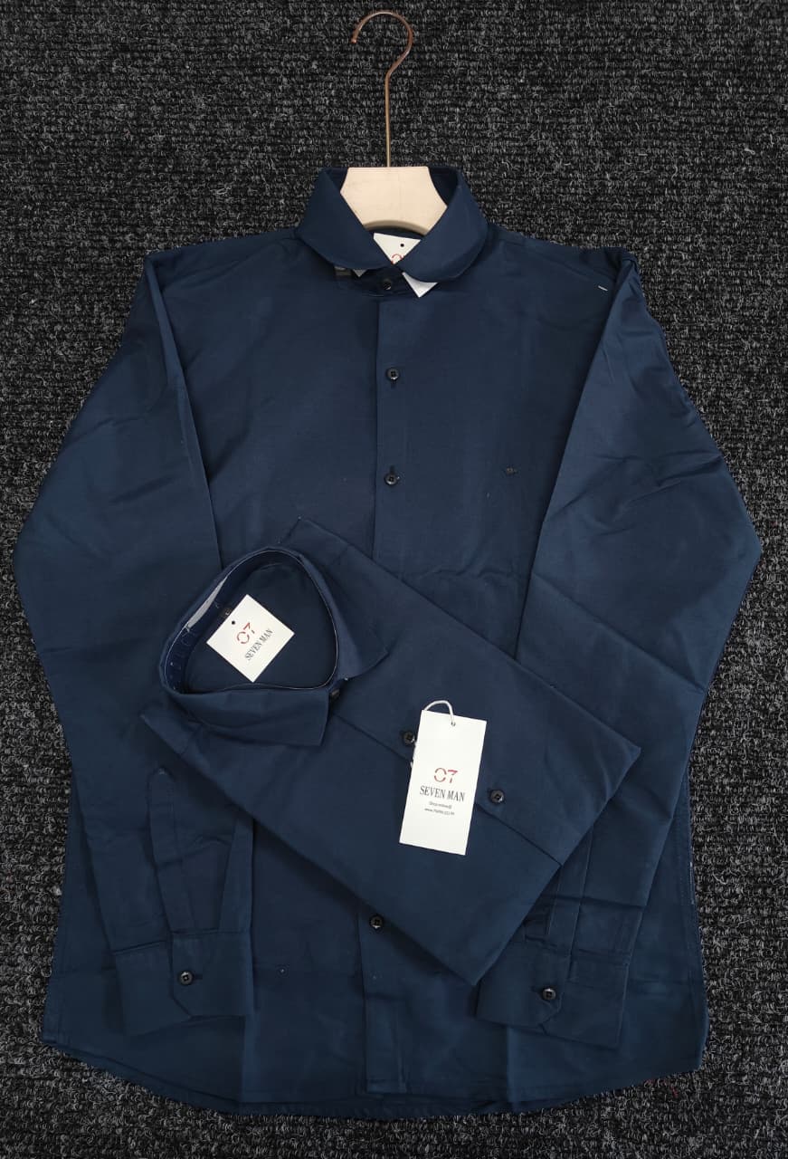 Cotton Party Wear Full Sleeve Shirt for Men Comfortable & Breathable - Navy Blue