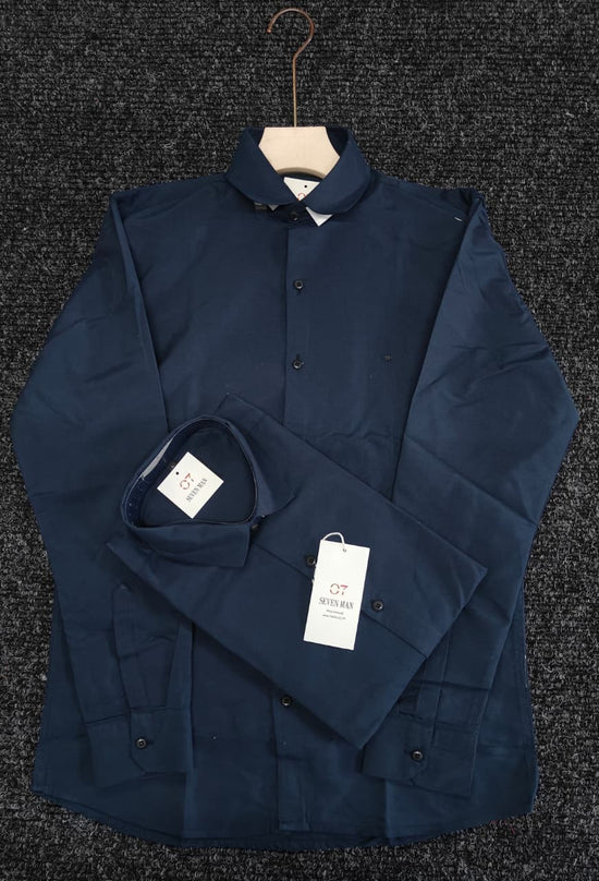 Cotton Party Wear Full Sleeve Shirt for Men Comfortable & Breathable - Navy Blue