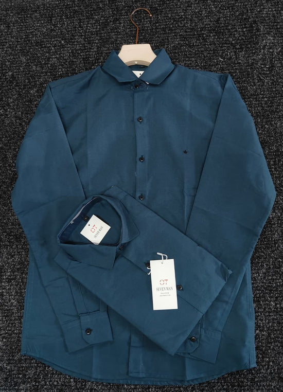 Cotton Party Wear Full Sleeve Shirt for Men Comfortable & Breathable - Petrol Blue