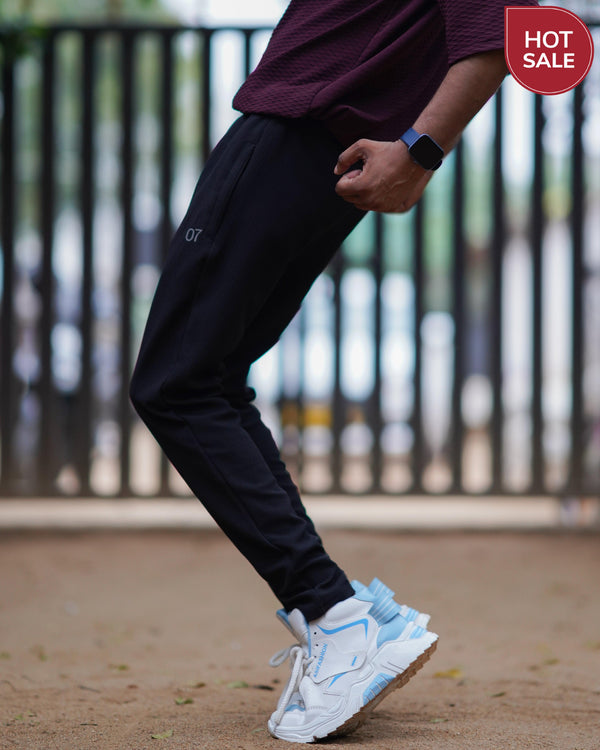 ATTRACTIVE MEN'S POPCORN TRACK PANT-BLACK