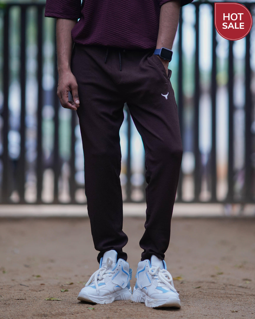 ATTRACTIVE MEN'S POPCORN TRACK PANT-CHOCOLATE BROWN-7 Man