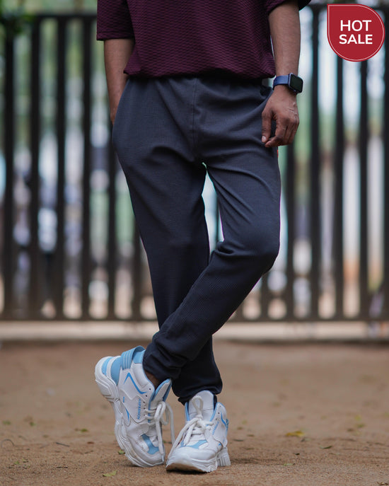 ATTRACTIVE MEN'S POPCORN TRACK PANT-DARK GREY-7 Man