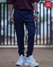 ATTRACTIVE MEN'S POPCORN TRACK PANT-NAVY BLUE-Track Pant-7 Man