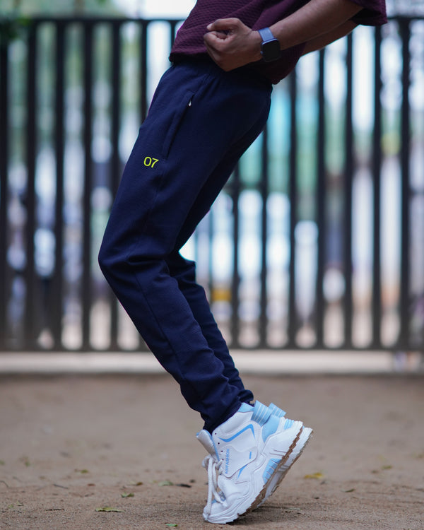 ATTRACTIVE MEN'S POPCORN TRACK PANT-NAVY BLUE