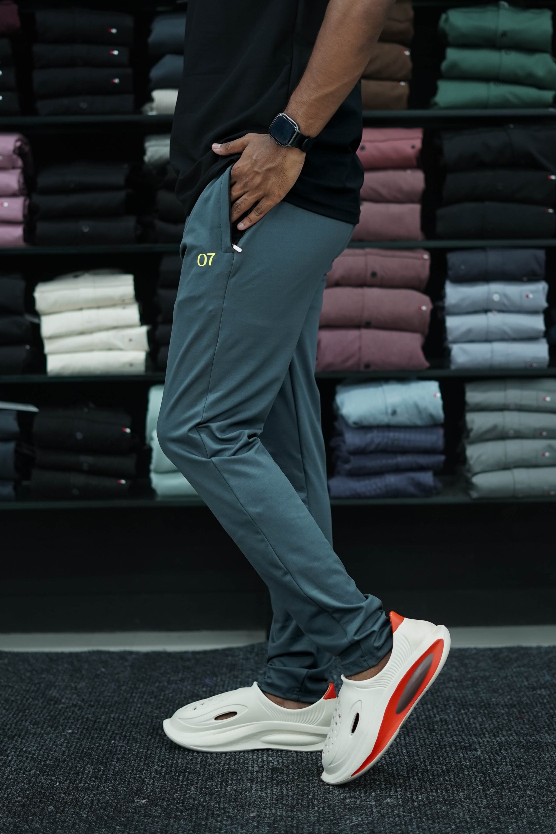 Buy Men's Casual Lycra Track Pant - Dark Grey-7 Man