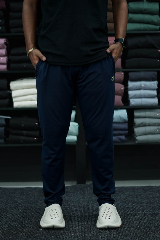 Buy Men's Casual 4 Way Lycra Track Pant - Navy Blue – alternate view – 7MAN India