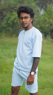 COLOURFUL CO-ORD SETS T-SHIRT AND SHORTS -ICE BLUE-Co-ord Set-7 Man