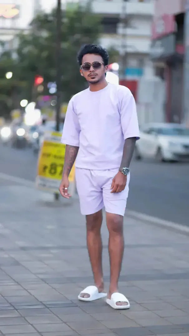 COLOURFUL CO-ORD SETS T-SHIRT AND SHORTS -LAVENDAR-7 Man