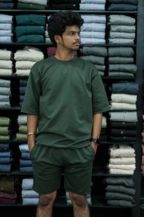 COLOURFUL CO-ORD SETS T-SHIRT AND SHORTS -MEHANDI GREEN