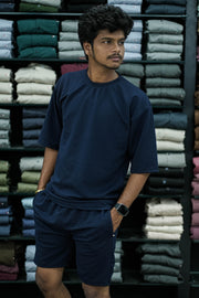 COLOURFUL CO-ORD SETS T-SHIRT AND SHORTS -NAVY BLUE-Co-ord Set-7 Man