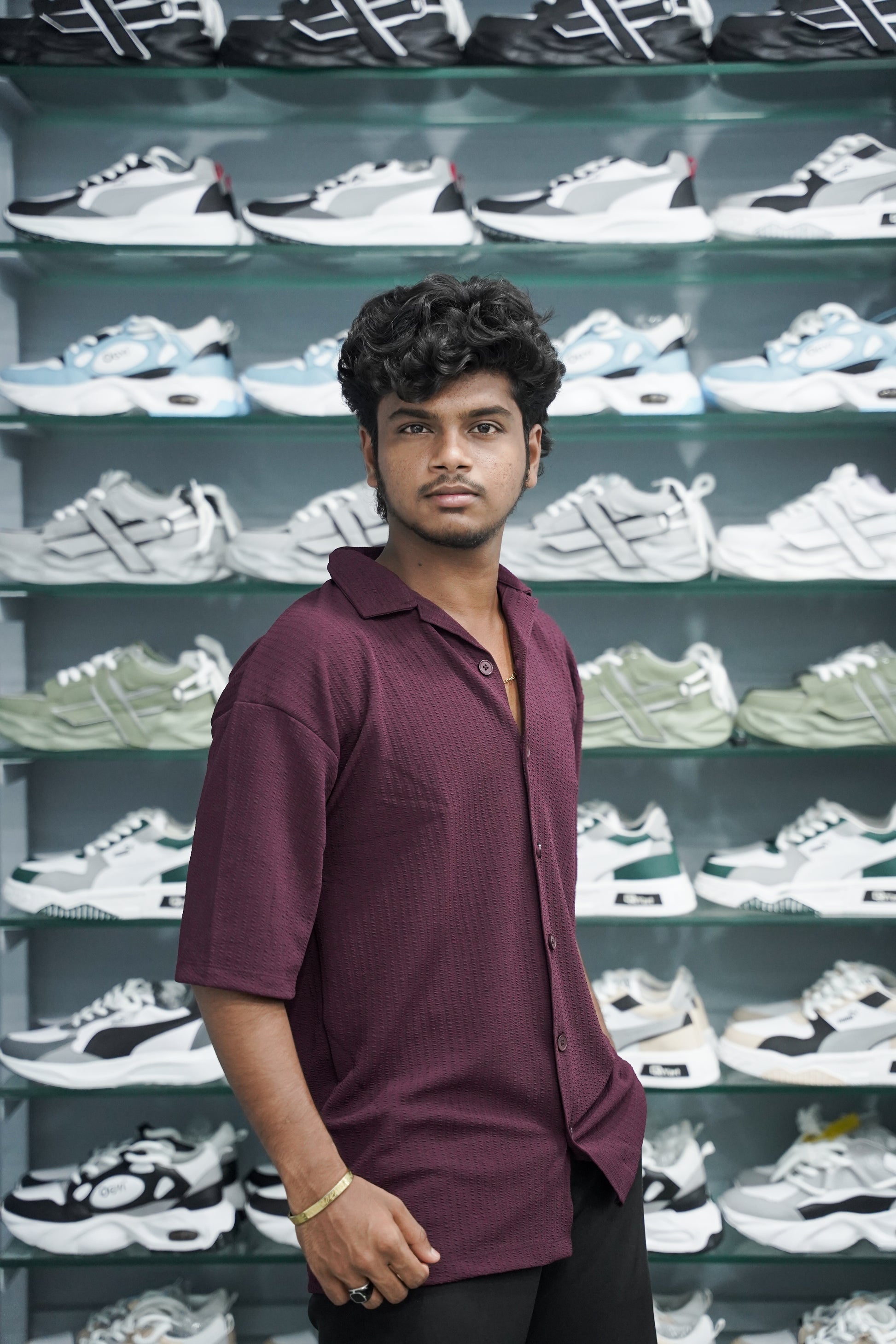 Daily Wear Five Sleeve Striped Mens Lycra Shirt - Maroon
