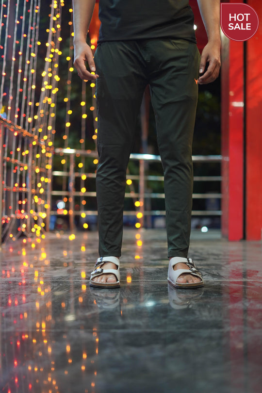 Daily Wear Mens 4 Way Lycra Track Pant -Mehandi Green – alternate view – 7MAN India