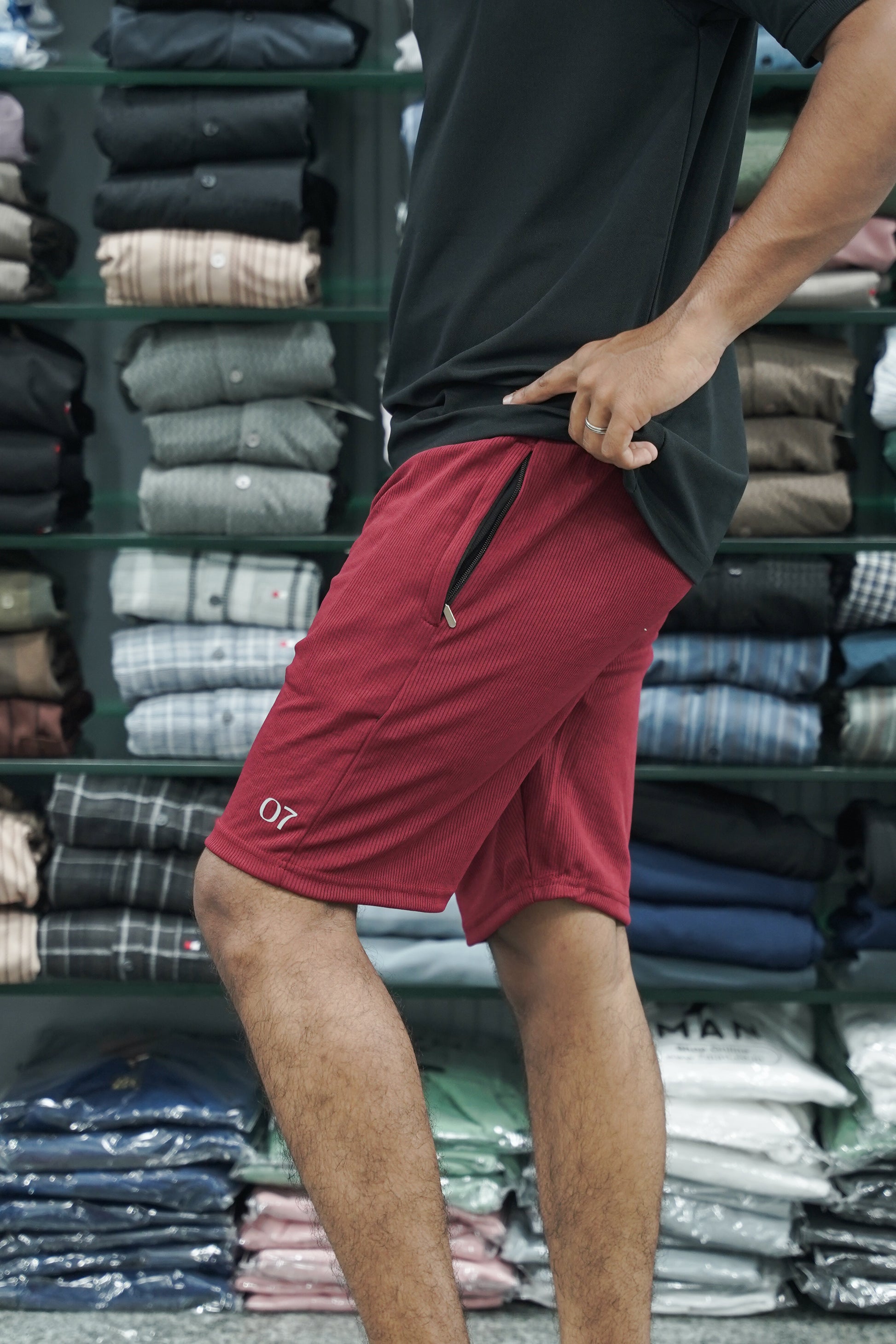 Daily Wear Trendy Mens Korean Trouser Shorts - Maroon